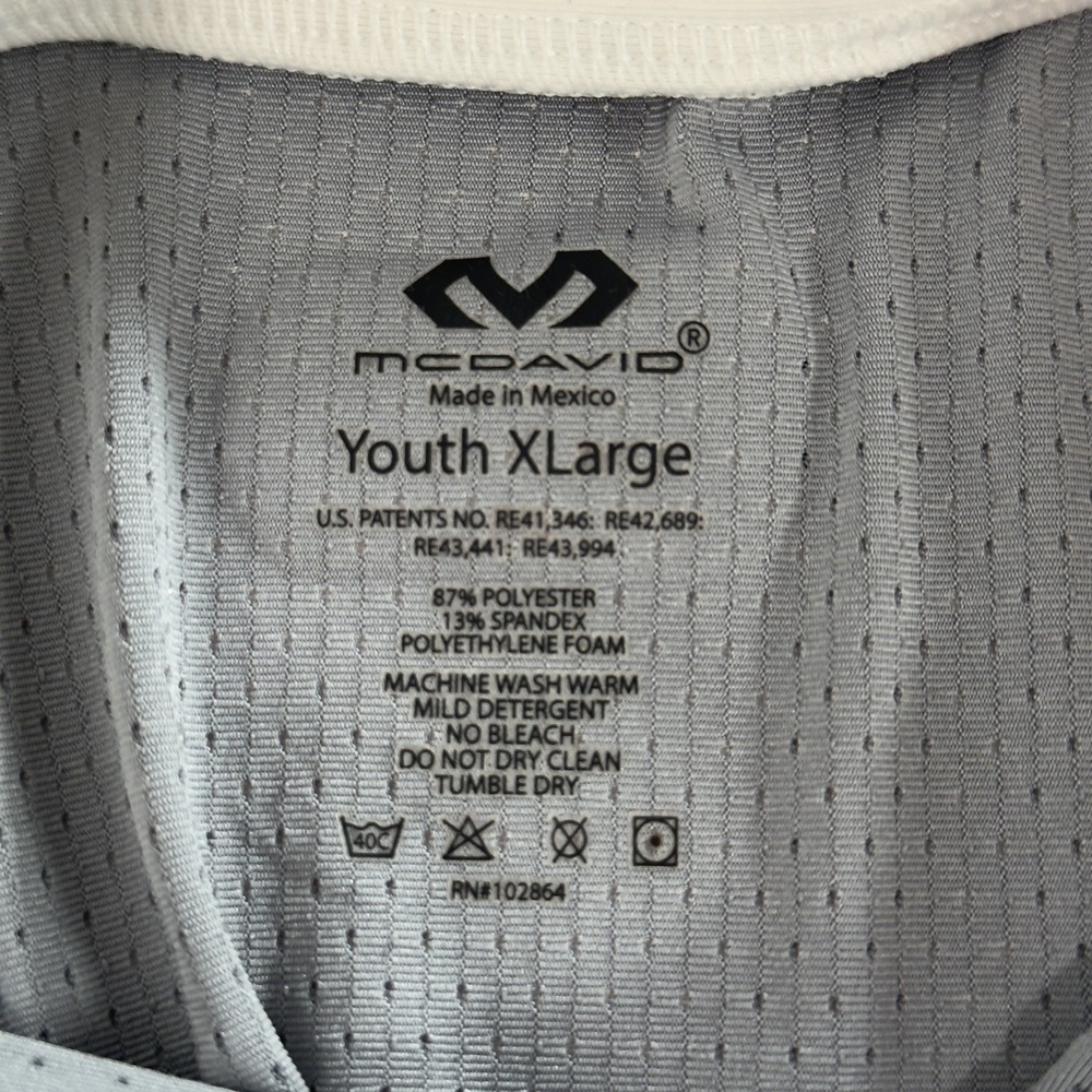McDavid HEX Sternum Shirt Youth XL White Gray Padded Chest Protector Baseball - Picture 2 of 6